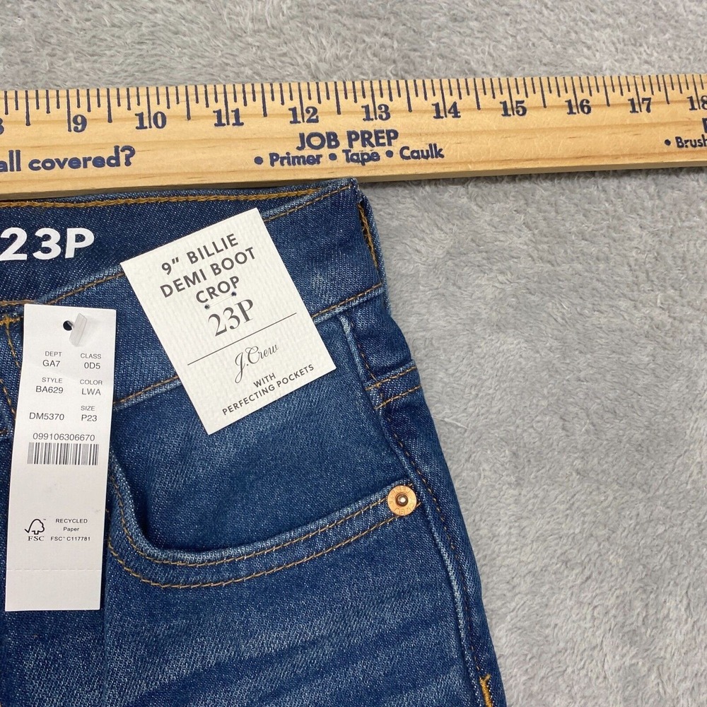 J Crew Jeans Womens 23 Petite Blue Billie Demi Boot Cut Crop Raw Hem BA629 - Picture 3 of 8